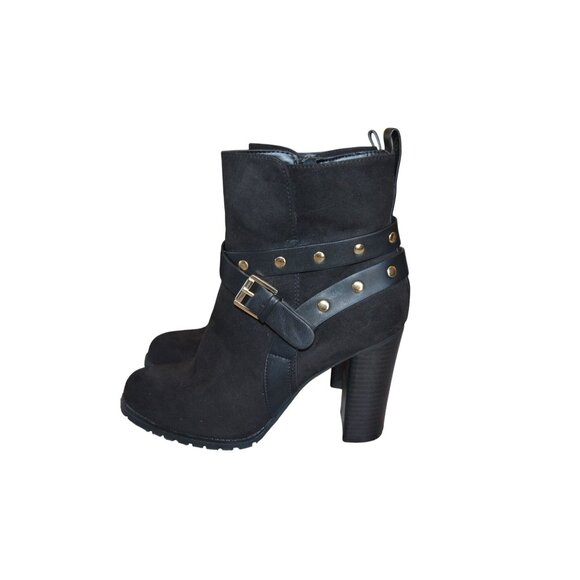 Apt. 9 Define Comfort Black Manager Boots Women Size 9 Studded Buckle Block Heel - Picture 4 of 9